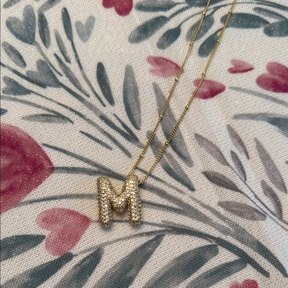 Gold Initial 'M' Pendant Necklace from Bella and Co